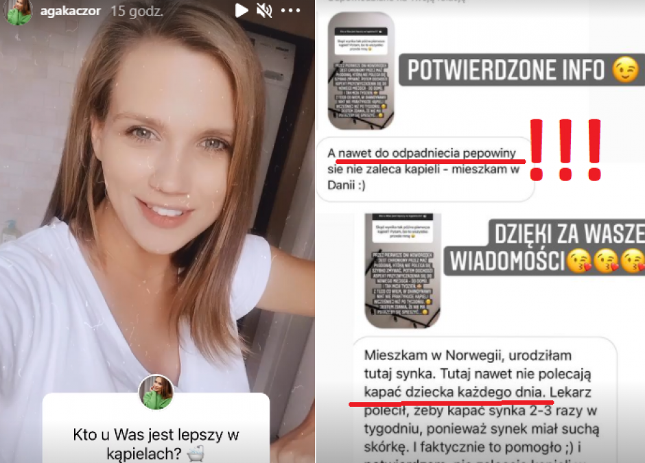 Agnieszka Kaczorowska pierwsza kąpiel
