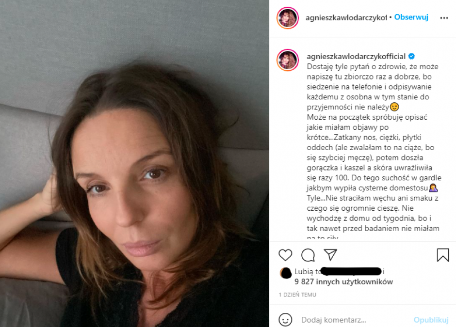 Agnieszka Włodarczyk ma koronawirusa