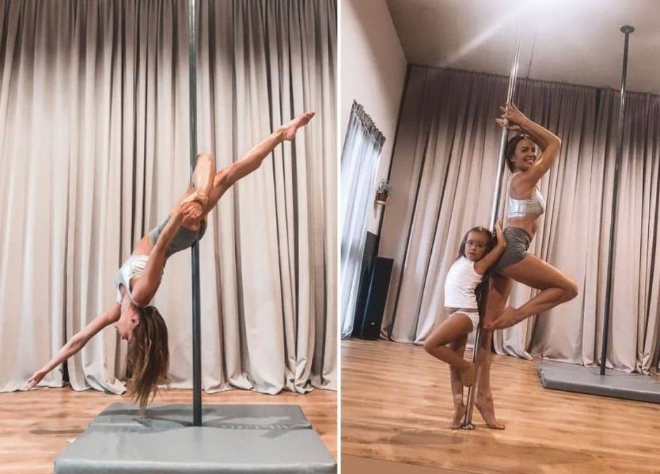 Ania Wendzikowska ćwiczy pole dance z córką