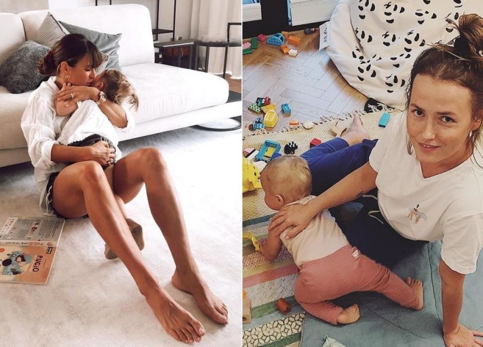 Anna Lewandowska z Klarą i Olga Frycz z Helenką