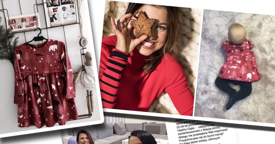 Czerwona sukienka Klary Lewandowskiej w misie i choinki