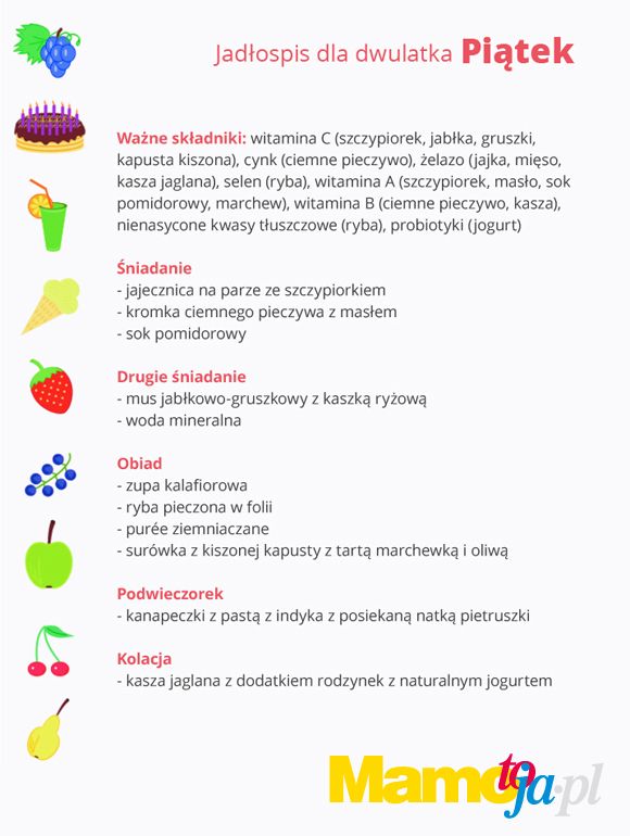 jadłospis dla dwulatka na cały tydzień (piątek)