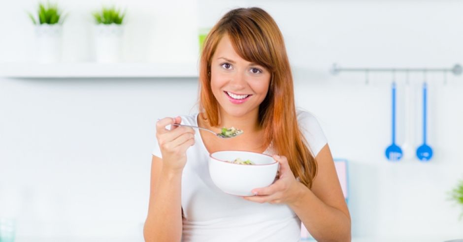 dieta, kobieta, śniadanie, muesli