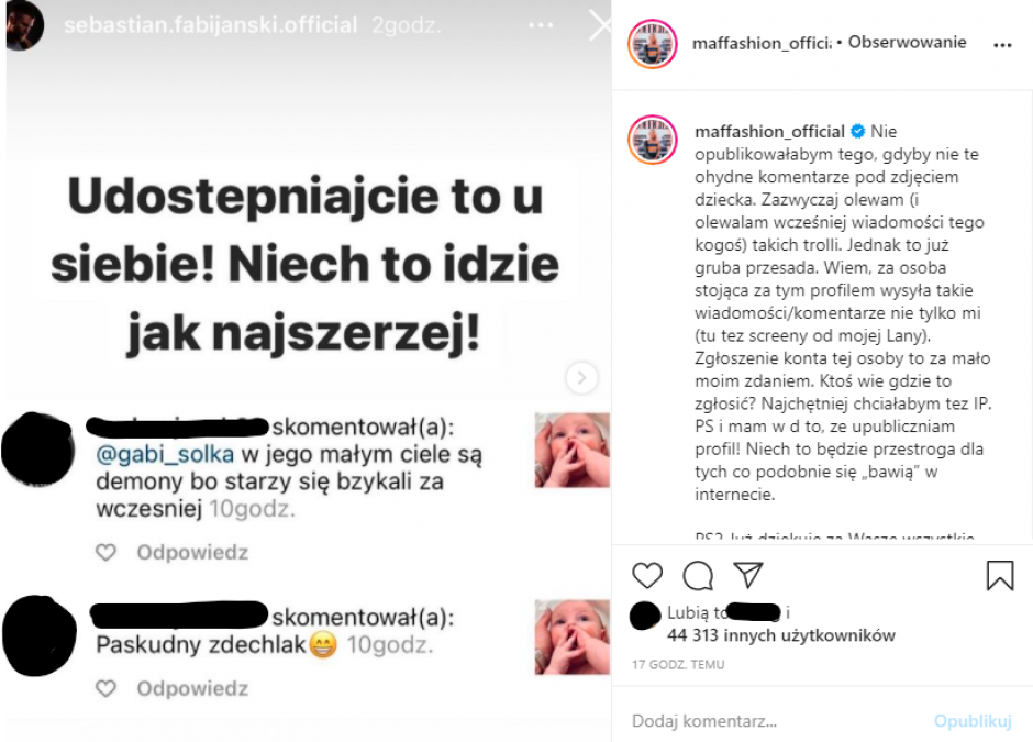 Hejter atakuje synka Maffashion