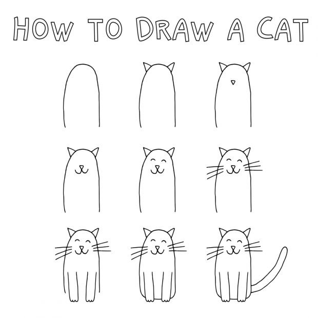 jak narysować kota instrukcja foto