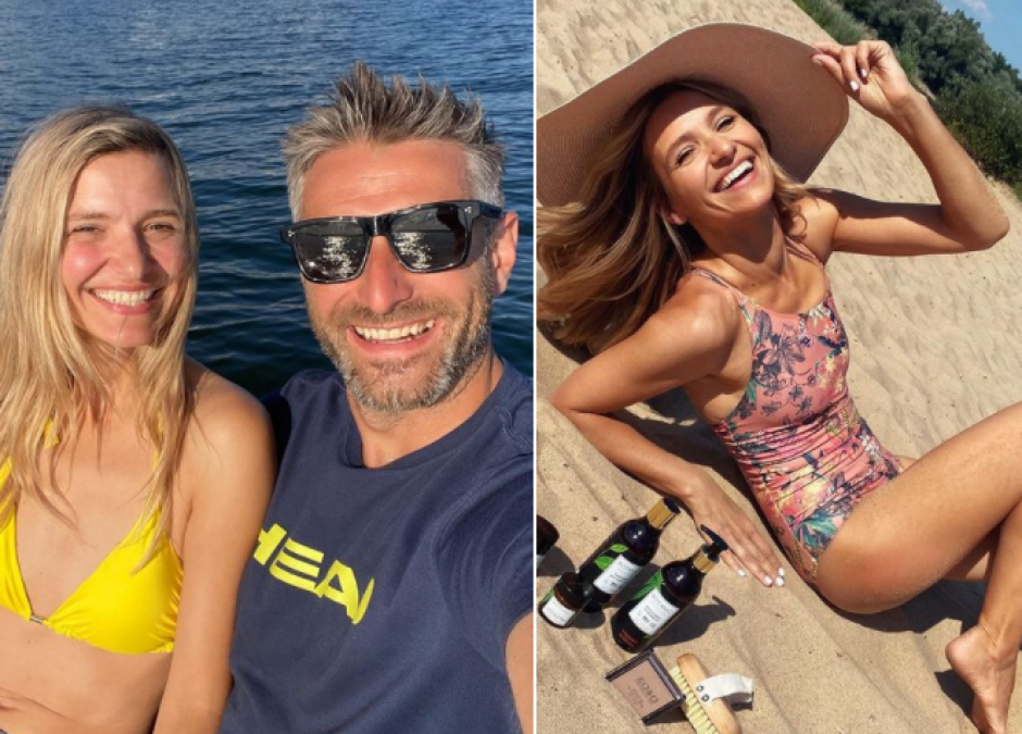 Joanna Koroniewska w kostiumie kąpielowym córki