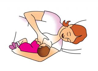 karmienie piersią, pozycja do karmienia piersią, pozycja leżąca do karmienia piersią