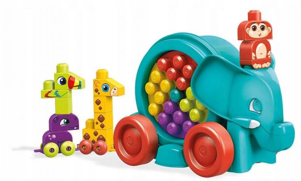 klocki mega bloks słonik do ciagnięcia