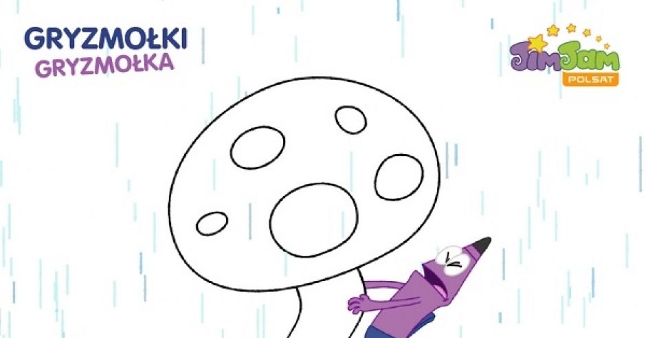 Kolorowanka do druku - muchomorek. Gryzmołki z Gryzmołkiem