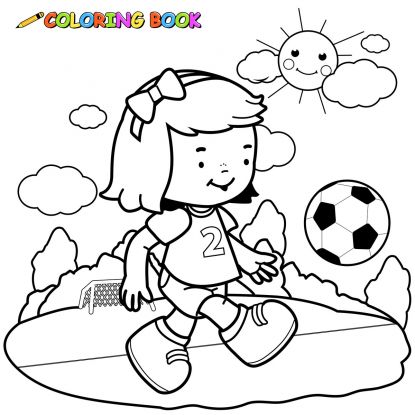 kolorowanki piłkarskie: mała futbolistka