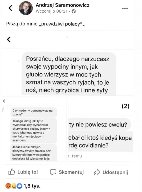 Saramonowicz publikuje tożsamość hejterów