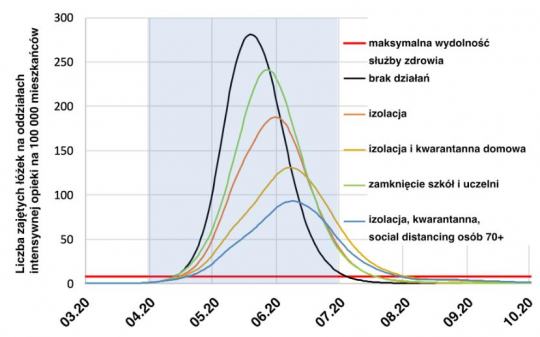 model matematyczny przebiegu epidemii przy róznych działaniach