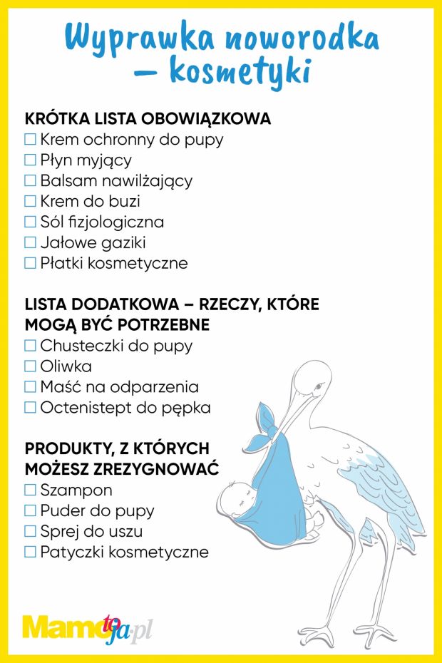 Wyprawka dla noworodka - niezbędnik kosmetyczny - lista do wydruku