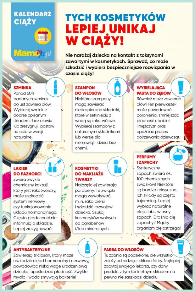 Kosmetyki zakazane w ciąży - lista do druku