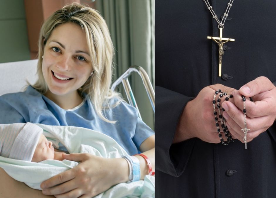 Ksiądz mimo pandemii odwiedza kobiety po porodzie
