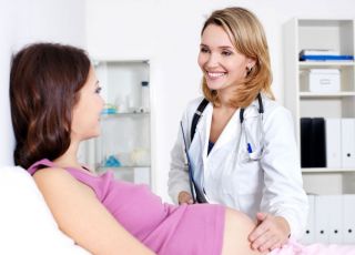 lekarz, kobieta, ciąża, badanie