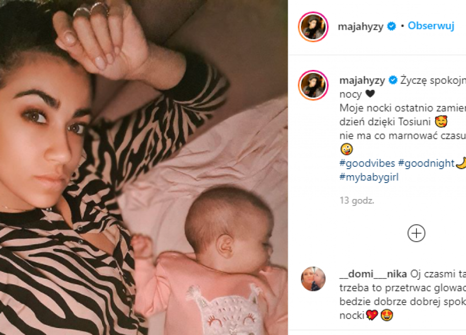 Maja Hyży z córeczką w łóżku