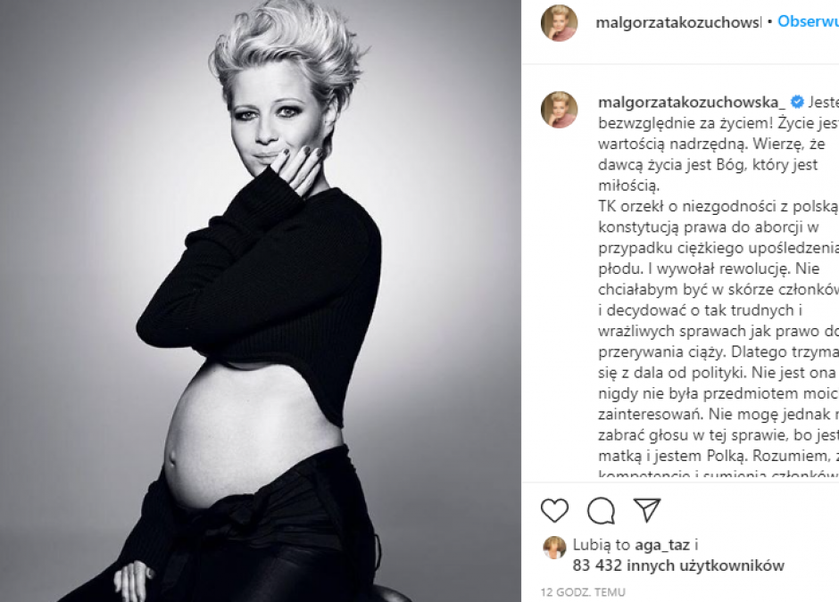 Małgorzata Kożuchowska o aborcji
