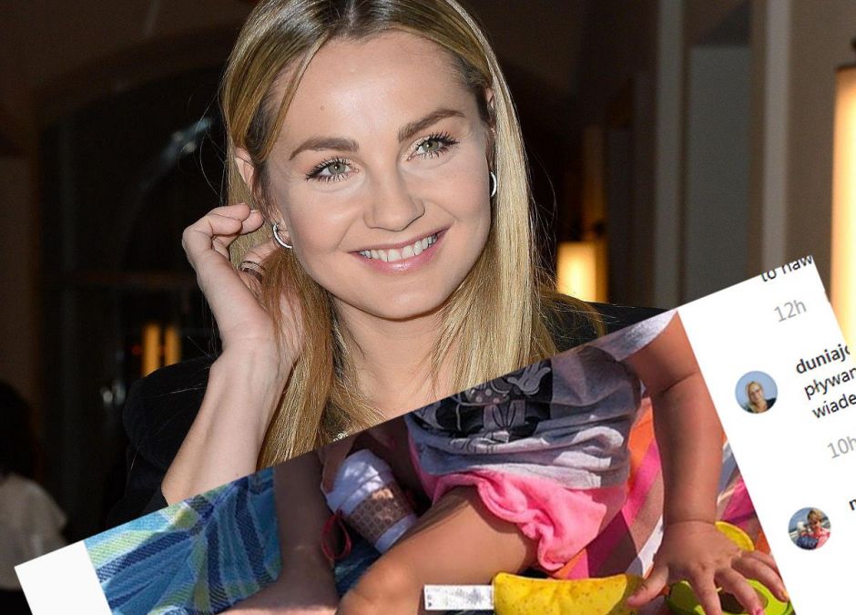 Małgorzata Socha z córką na plaży