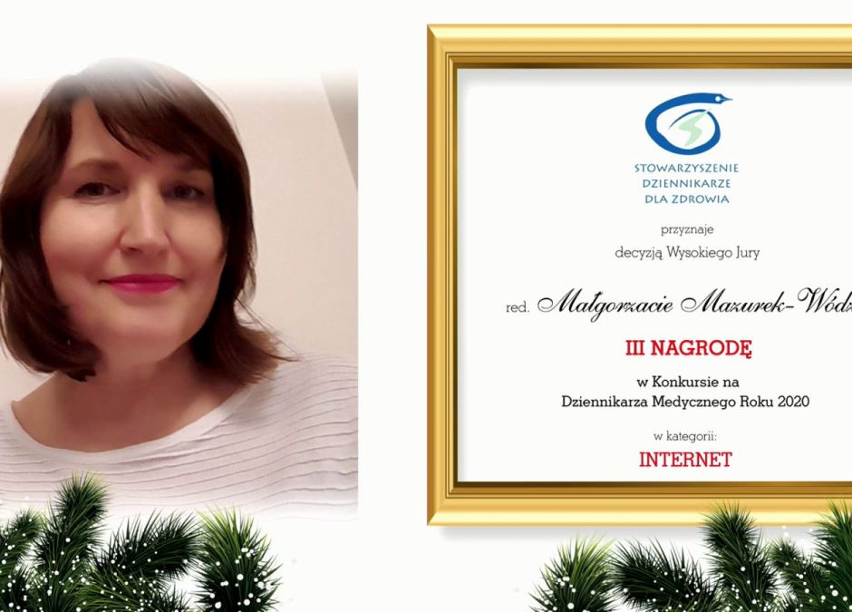 Małgorzata Wódz nagrodzona w konkursie na Dziennikarza Medycznego 2020
