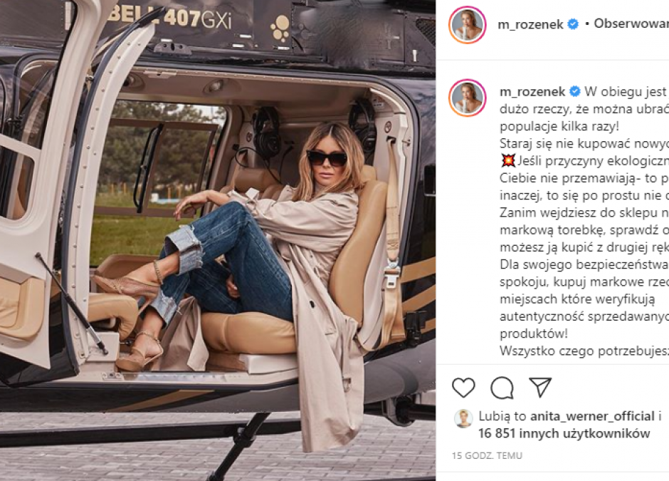 Małgosia Rozenek w helikopterze promuje lumpeks