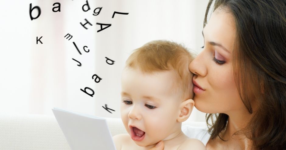 mama, dziecko, niemowlę, mowa, słowa, litery