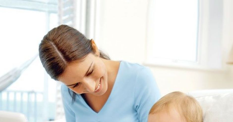 mama, niemowlę, komputer, telefon