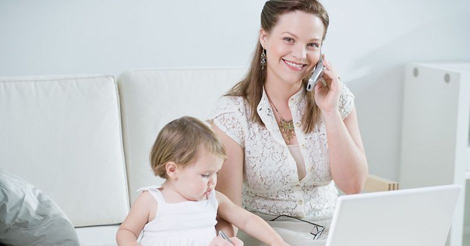 mama, niemwolę, praca, komputer, telefon