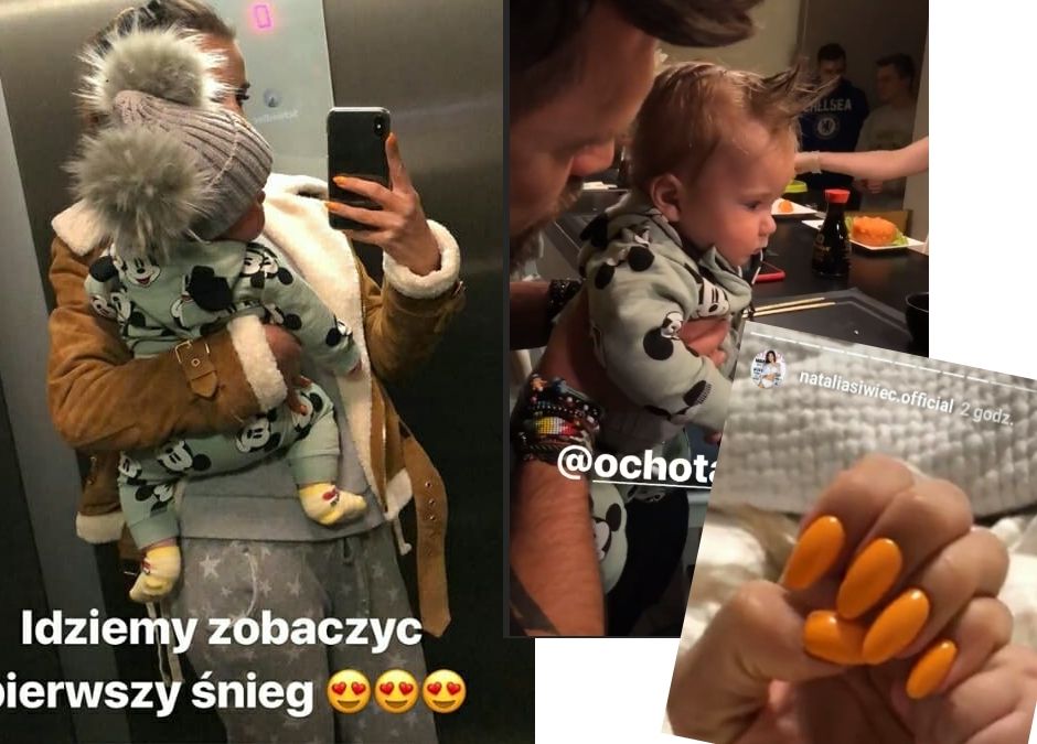 Natalia Siwiec z córeczką Mią, stylowe, shushi i żółte paznokcie mamy