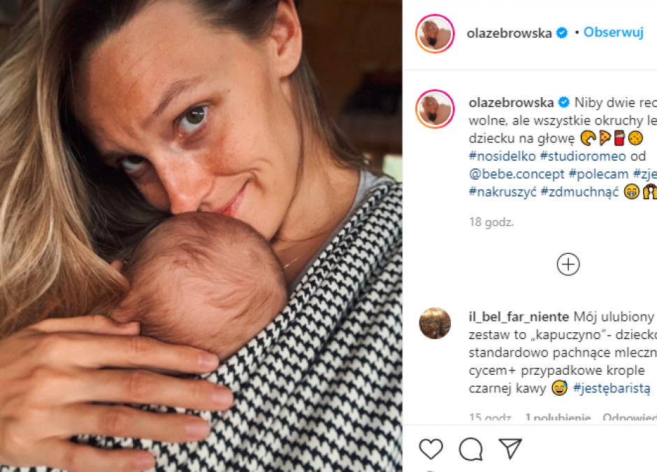 Ola Żebrowska je nad dzieckiem