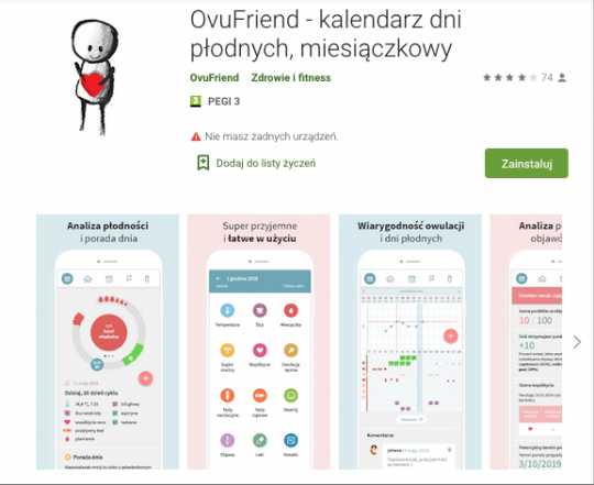 OvuFriend aplikacja GooglePlay