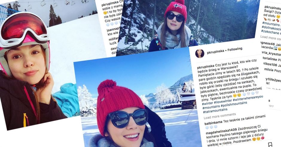 Paulina Krupińska z córeczką Tosią na stoku