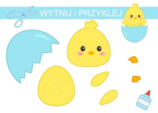 prace plastyczne wielkanoc szablon do druku kurczak