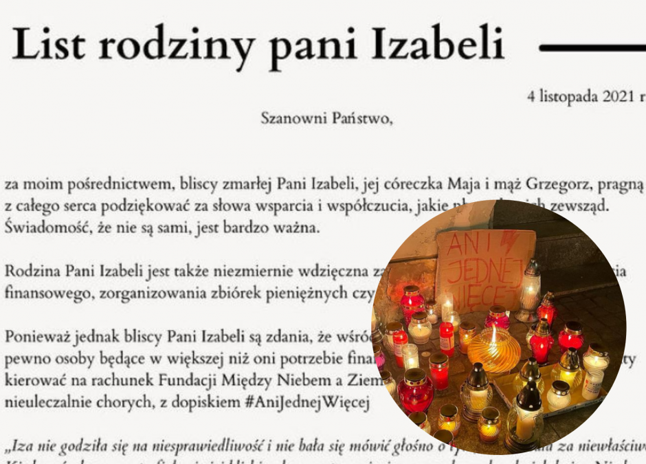 Śmierć ciężarnej kobiety to wciąż rodzinny dramat. Mąż i córka dziękują za wsparcie…