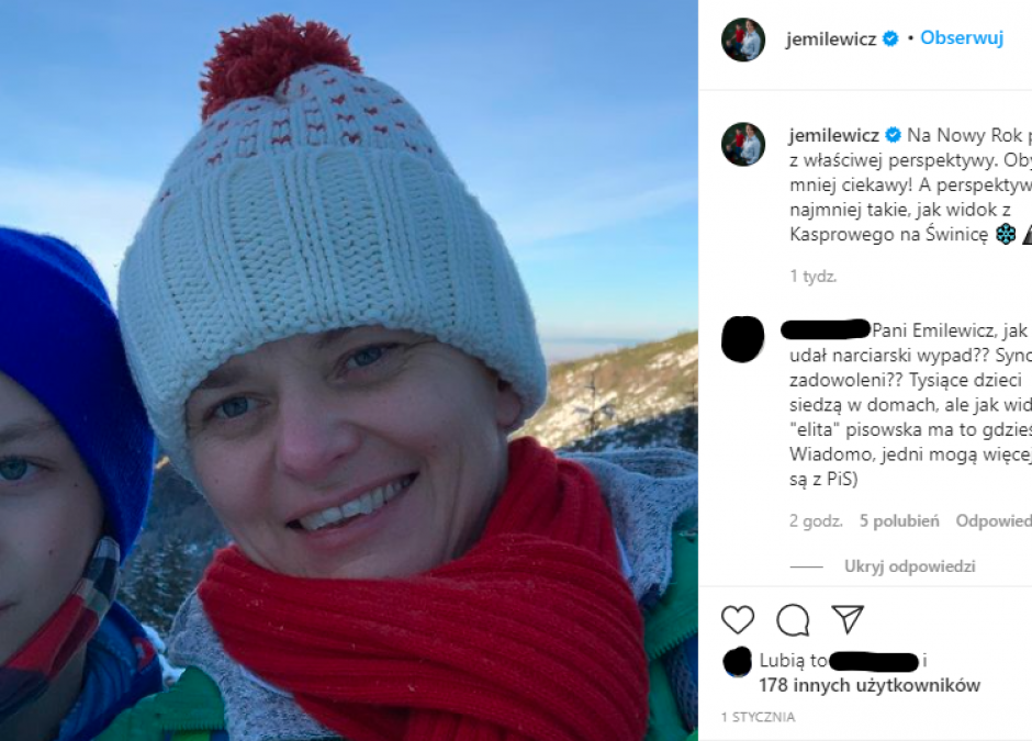 Synowie Jadwigi Emilewicz jeździli na zamkniętych stokach