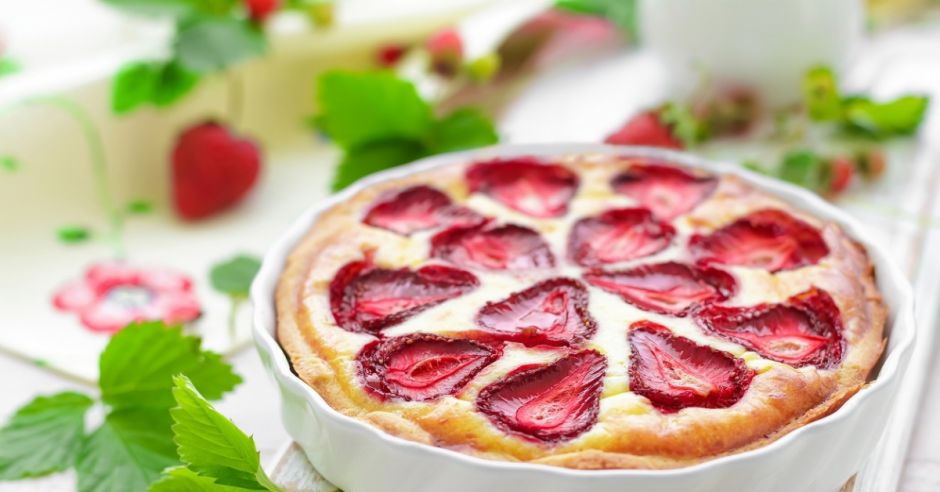 tarta, placek, ciasto, truskawki