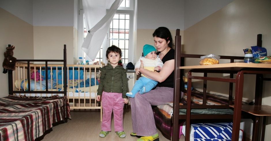 Uchodźcy czeczeńscy z obozu dla uchodźców w Przemyślu