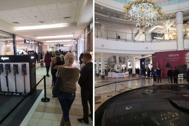 Ogromne kolejki przed sklepami w galerii handlowej w Warszawie