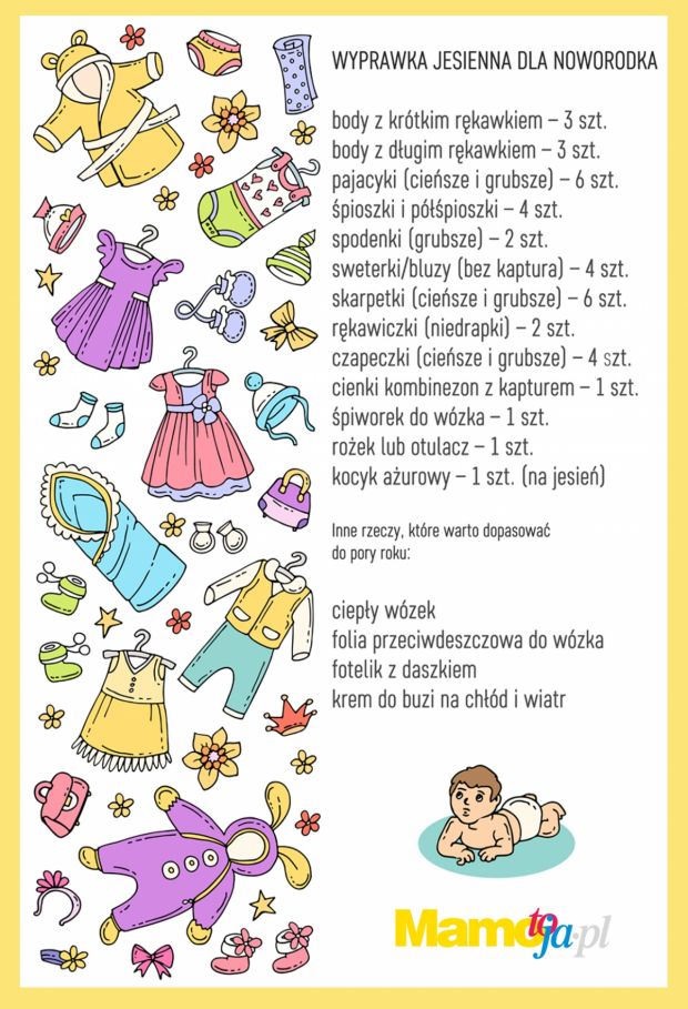Wyprawka jesienna dla noworodka lista do druku