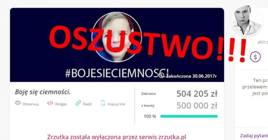 Zbiórka pieniędzy dla chorego Antosia to oszustwo