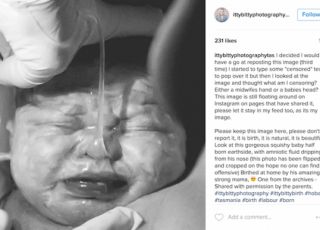 Zdjecie noworodka usuniete z Instagram