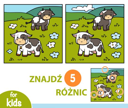 znajdź różnice dla dzieci krowy